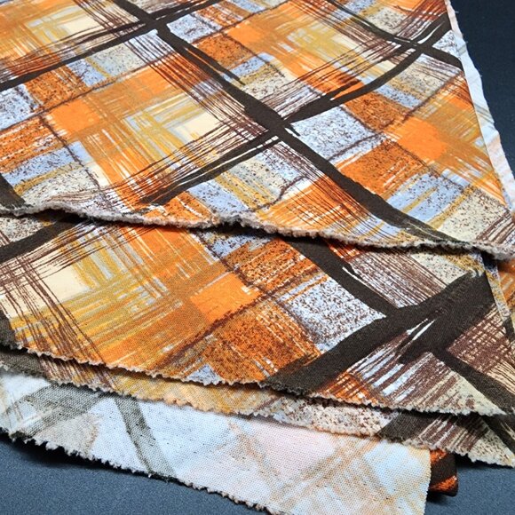 Retro Partridge Family Plaid Fabric In Orange & Brown Marsha Jan Skirt - Picture 3 of 5